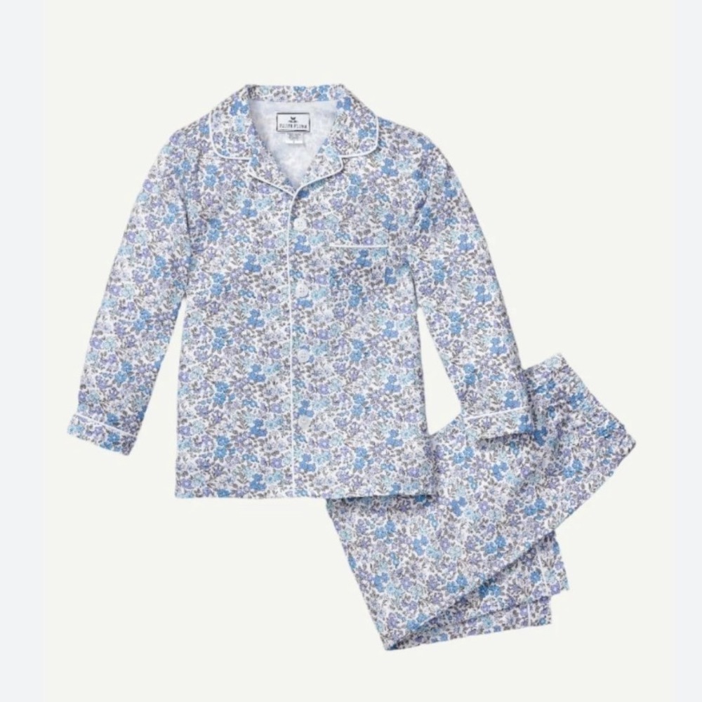 Petite Plume 5 Girls Fleur D'Azur Blue Floral Cotton Pajama Set Size 5 SPJFDA105